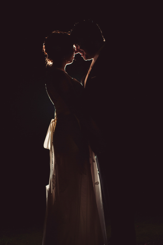 silhouette of couple at night