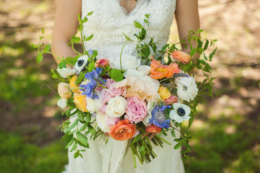 Marietta Brickyard Wedding with Unicorns and bouquet