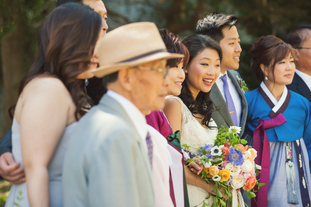 Family line up at Marietta Brickyard Wedding with Unicorns