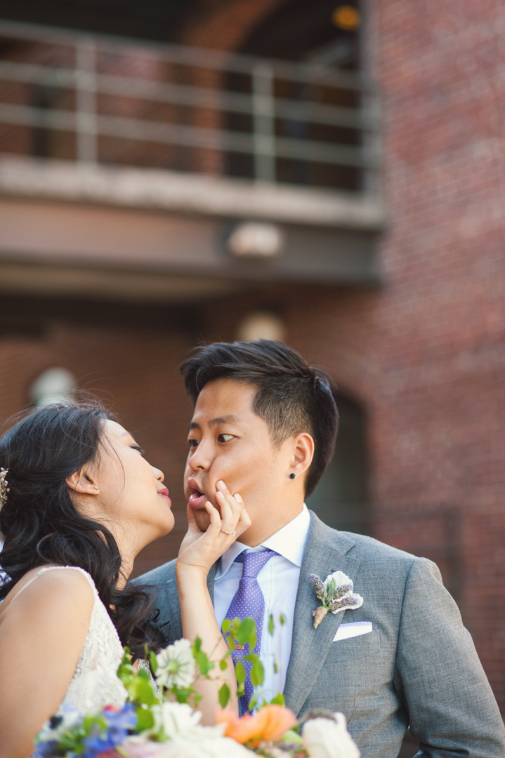 Bride and Groom at Marietta Brickyard Wedding with Unicorns