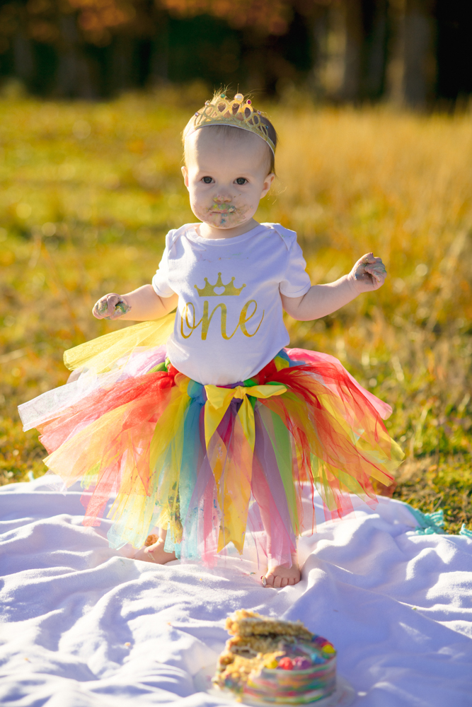 first birthday cake smash photographed by You are Raven