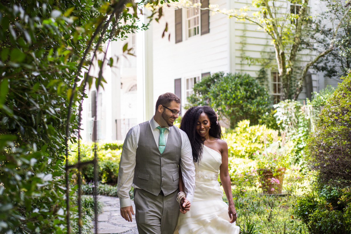 garden wedding portraits in Atlanta GA with bride and groom